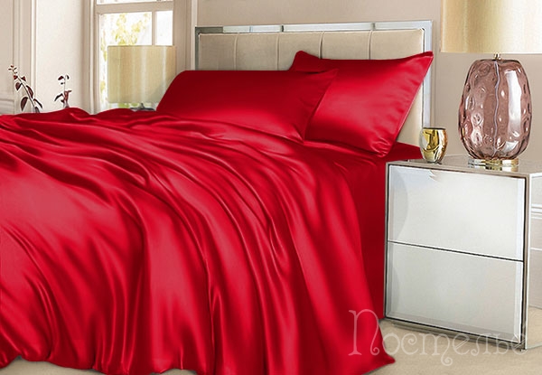Красное постельное белье Luxe Red от Люкс Дрим натуральный шелк, купитьдорогой комплект.
